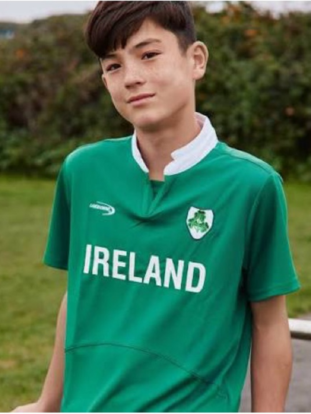 NWT Lansdowne Green Ireland Shamrock Performance Short Sleeve Kids Rugby Shirt